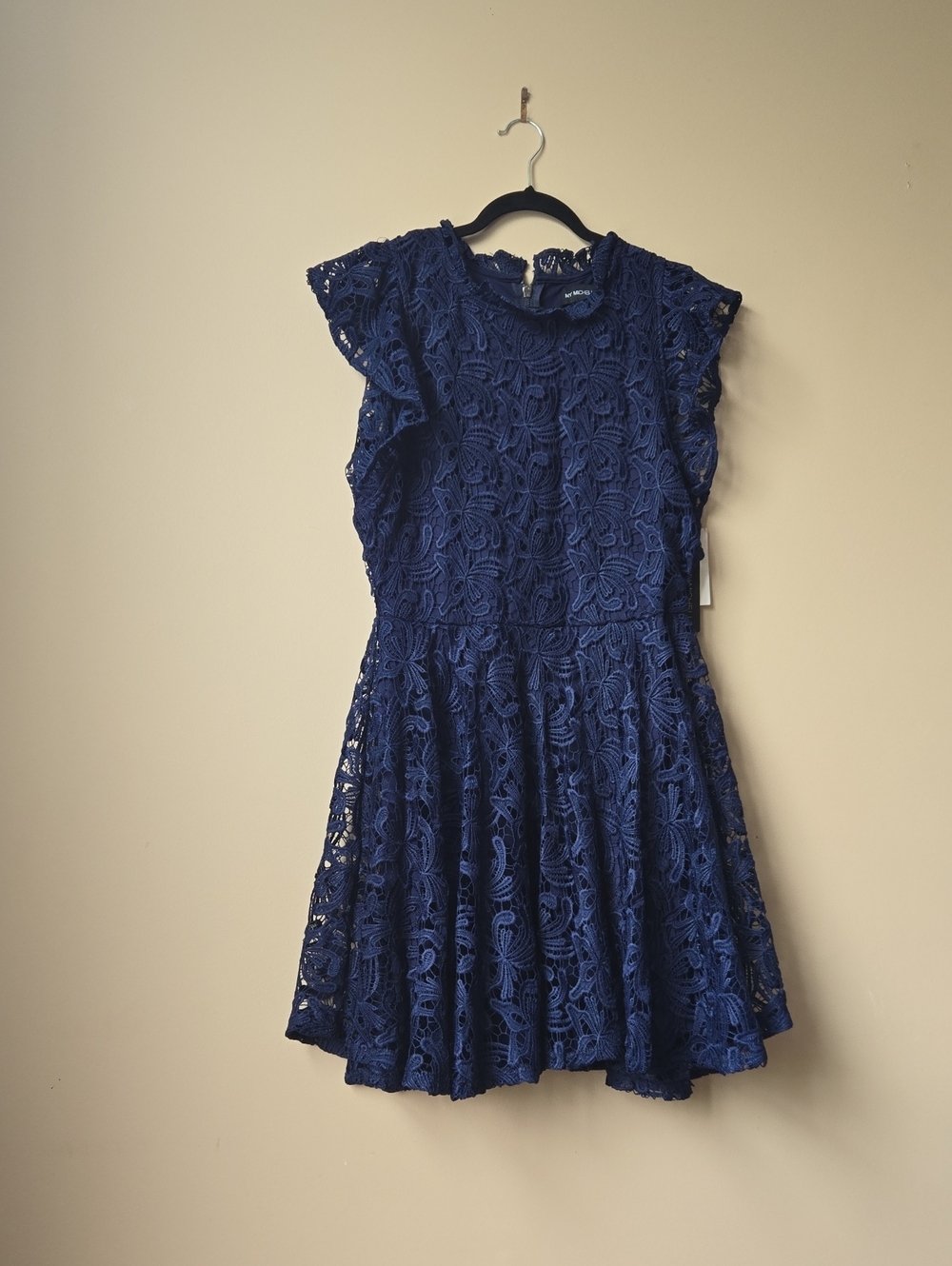 My Michelle Navy Lace Fit & Flare Midi Dress